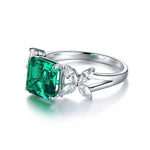 Lade Bild in die Galerieansicht, 2.09 Ct Asscher Cut Lab Emerald Snowflake Three-Stone Engagement Ring - LGG Jewelry