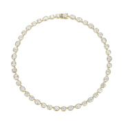 14K Yellow Gold Mixed Oval & Cushion‑Cut Lab‑Grown Diamond Bezel Tennis Necklace