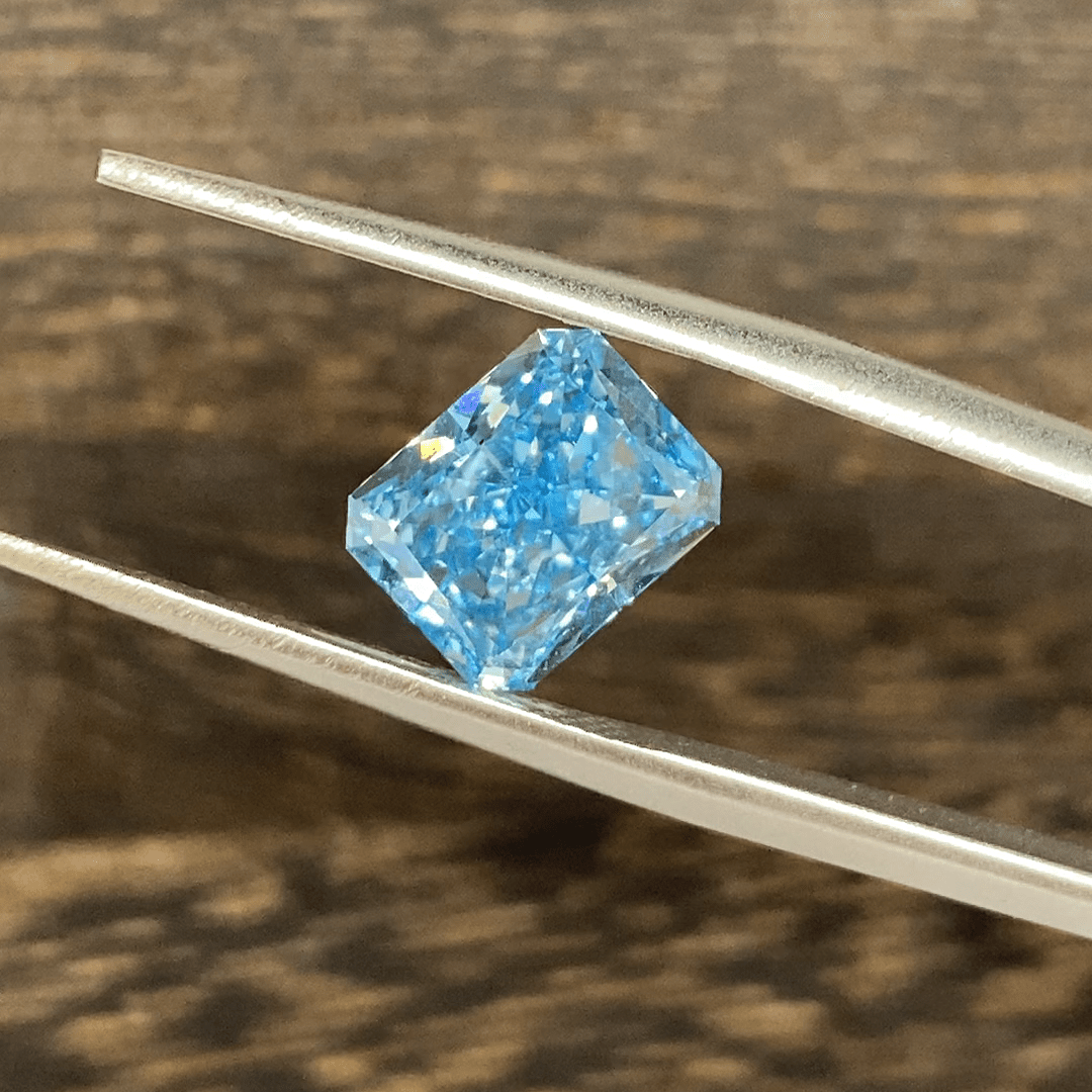 2.435 Ct Radiant Cut Fancy Blue Lab Diamond VS1 - LGG Jewelry