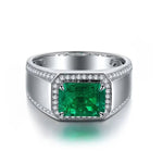 Lade Bild in die Galerieansicht, 2.5 Ct Columbia Lab Emerald Halo Wedding Ring For Men - LGG Jewelry