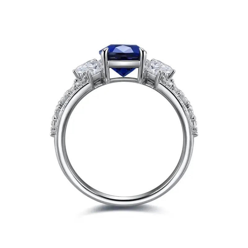 2.5 Ct Oval Lab Blue Sapphire Engagement Ring - LGG Jewelry
