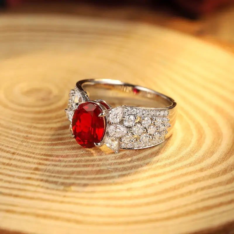 2.5 Ct Oval Lab Ruby Engagement Ring - LGG Jewelry