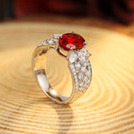 Lade Bild in die Galerieansicht, 2.5 Ct Oval Lab Ruby Engagement Ring - LGG Jewelry