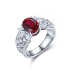 Lade Bild in die Galerieansicht, 2.5 Ct Oval Lab Ruby Engagement Ring - LGG Jewelry