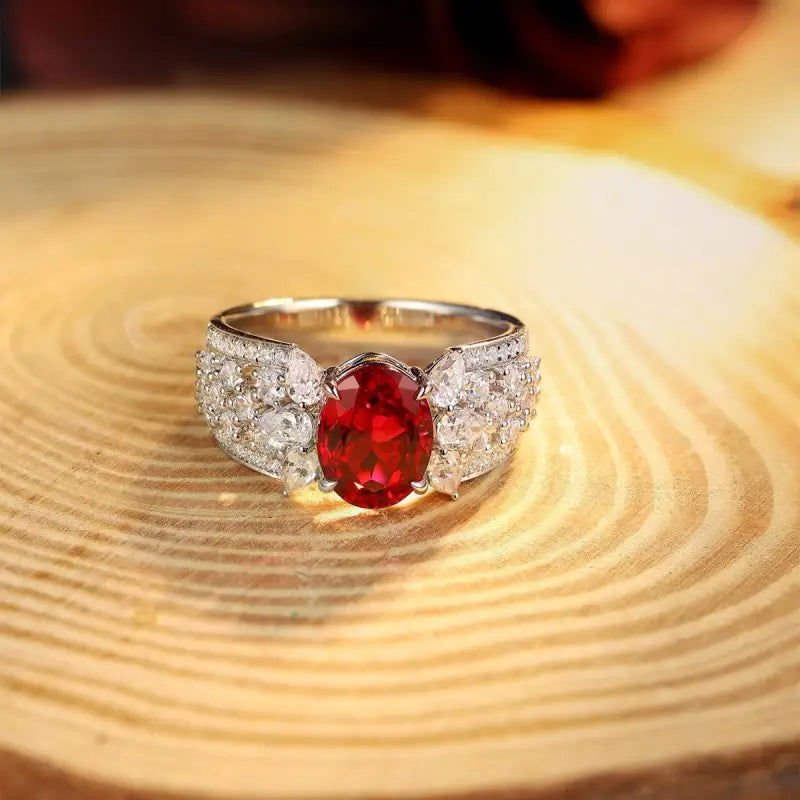 2.5 Ct Oval Lab Ruby Engagement Ring - LGG Jewelry