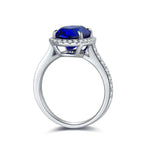 Lade Bild in die Galerieansicht, 2.5 Ct Oval Shape Lab Blue Sapphire Half Pave Halo Engagement Ring - LGG Jewelry