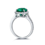 Lade Bild in die Galerieansicht, 2.5 Ct Oval Shape Lab Emerald Half Pave Halo Engagement Ring - LGG Jewelry