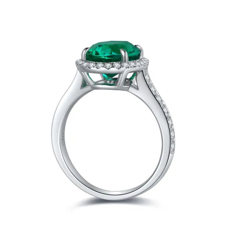 2.5 Ct Oval Shape Lab Emerald Half Pave Halo Engagement Ring - LGG Jewelry