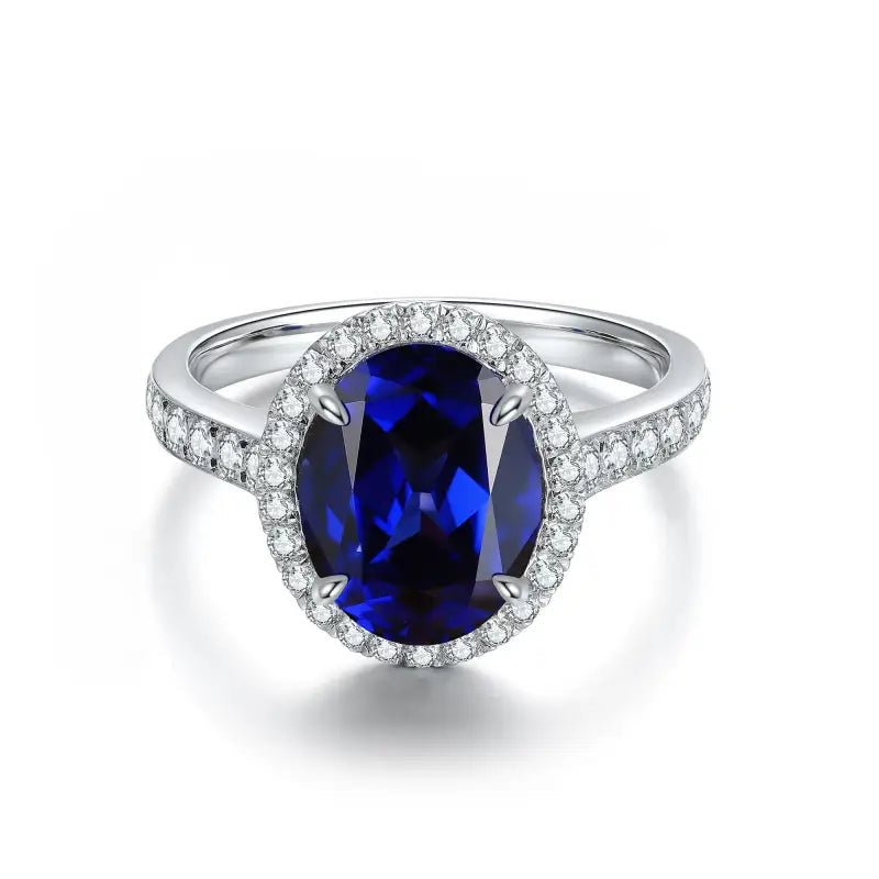 2.5 Ct Oval Shape Lab Emerald Half Pave Halo Engagement Ring - LGG Jewelry