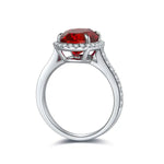 Lade Bild in die Galerieansicht, 2.5 Ct Oval Shape Lab Ruby Half Pave Halo Engagement Ring - LGG Jewelry