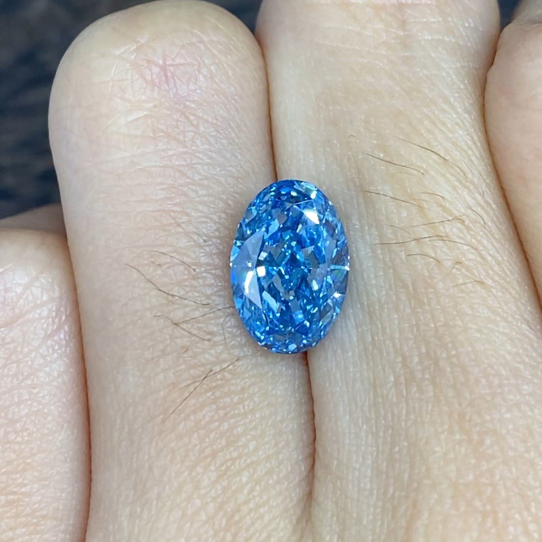 2.617 Ct Oval Cut Fancy Blue Lab Diamond VS - LGG Jewelry