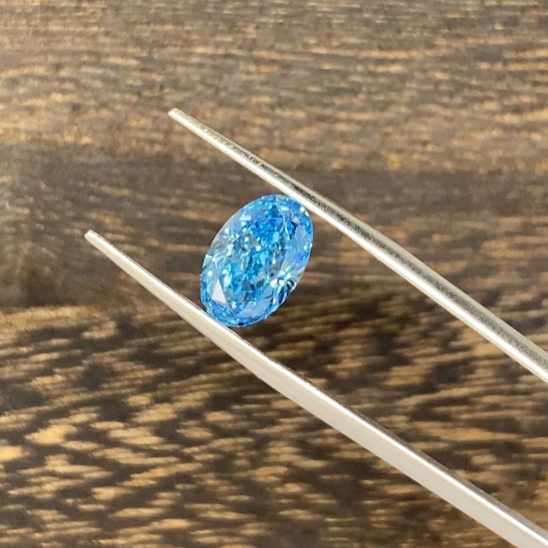2.695 Ct Oval Cut Fancy Blue Lab Diamond VS1 - LGG Jewelry