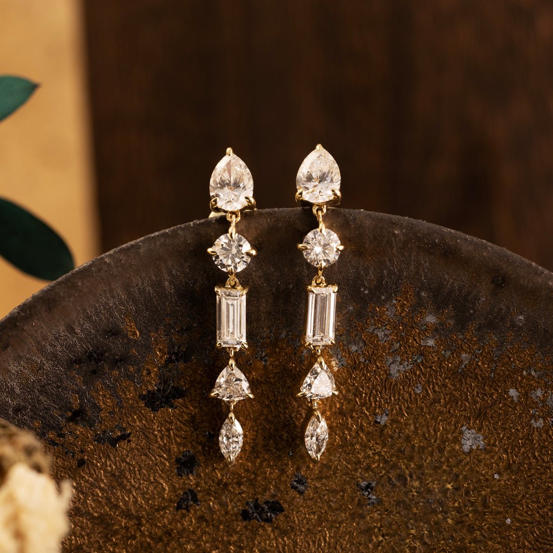 2.8 CTW Lab diamond Dangly Mixed Drop Earrings - LGG Jewelry