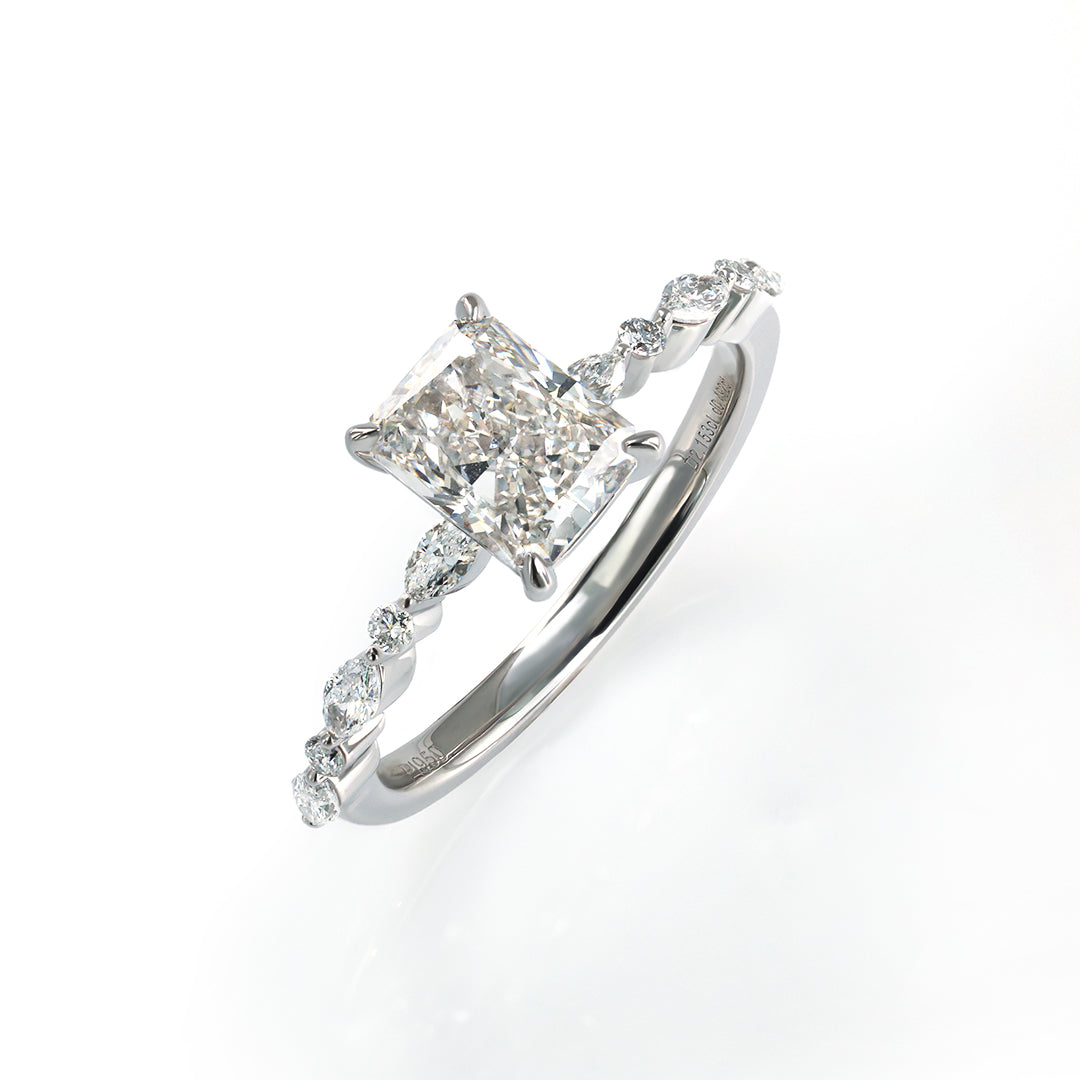 2 CT Radiant Cut Lab Diamond Bubble Band Engagement Ring