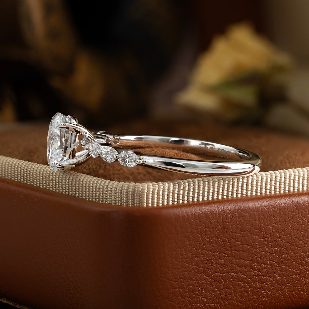 1.5 CT Oval Cut Lab Diamond Bubble Band Engagement Ring