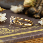 Load image into Gallery viewer, 2 CT Oval Cut Lab Diamond &amp; Blue Sapphire Three-Stone Engagement Ring
