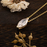 Load image into Gallery viewer, North-south Marquise Cut Lab Diamond Two V-Prongs Pendant Necklace
