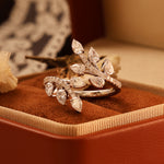 Load image into Gallery viewer, Leafy Marquise Cut Lab Diamond Open Ring
