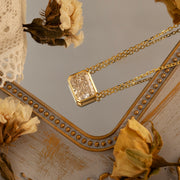 East-west 2 Ct Emerald Cut Lab Diamond Bezel Pendant Necklace (Copy)