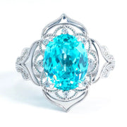 2 Ct Lab Paraiba Floral Engagement Ring - LGG Jewelry