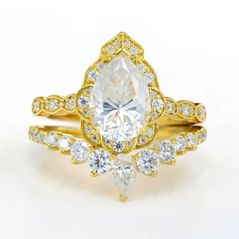 2 Ct Oval Cut Lab Diamond Bridal Ring Set - 2pcs - LGG Jewelry