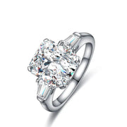 2 Ct Radiant Lab Diamond Three-Stone Engagement Ring with Tapered Baguette - LGG Jewelry