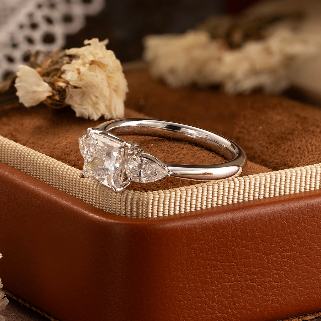 1 CT Princess Cut Lab Diamond Three-Stone Engagement Ring