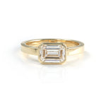 Load image into Gallery viewer, 2 CT Emerald Cut Lab Diamond East- West Bezel Engagement Ring
