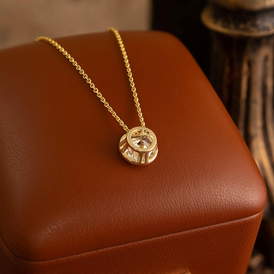 Classic 2 Ct Round Cut Lab Diamond Bezel Pendant