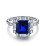 Lade Bild in die Galerieansicht, 3 Ct Asscher Cut Lab Blue Sapphire Engagement Ring - LGG Jewelry
