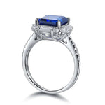 Lade Bild in die Galerieansicht, 3 Ct Asscher Cut Lab Blue Sapphire Engagement Ring - LGG Jewelry