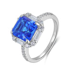 Lade Bild in die Galerieansicht, 3 Ct Asscher Cut Lab Blue Sapphire Engagement Ring - LGG Jewelry