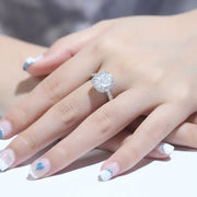3 Ct Cushion Shape Lab Diamond Halo Half Pave Engagement Ring - LGG Jewelry