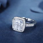 Lade Bild in die Galerieansicht, 3 Ct Cushion Shape Lab Diamond Halo Half Pave Engagement Ring - LGG Jewelry