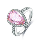 Lade Bild in die Galerieansicht, 3 Ct Fancy Light Pink Pear Shape Lab Diamond Halo Half Pave Engagement Ring (Setting Price Only) - LGG Jewelry