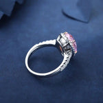 Lade Bild in die Galerieansicht, 3 Ct Fancy Light Pink Pear Shape Lab Diamond Halo Half Pave Engagement Ring (Setting Price Only) - LGG Jewelry