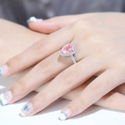 3 Ct Fancy Light Pink Pear Shape Lab Diamond Halo Half Pave Engagement Ring (Setting Price Only) - LGG Jewelry