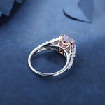 Lade Bild in die Galerieansicht, 3 Ct Fancy Light Pink Radiant Lab Diamond &amp; 2 Pear Side Stones Half Pave Engagement Ring (Setting Price Only) - LGG Jewelry