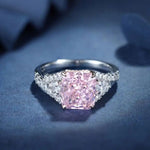 Lade Bild in die Galerieansicht, 3 Ct Fancy Light Pink Radiant Lab Diamond &amp; 2 Pear Side Stones Half Pave Engagement Ring (Setting Price Only) - LGG Jewelry