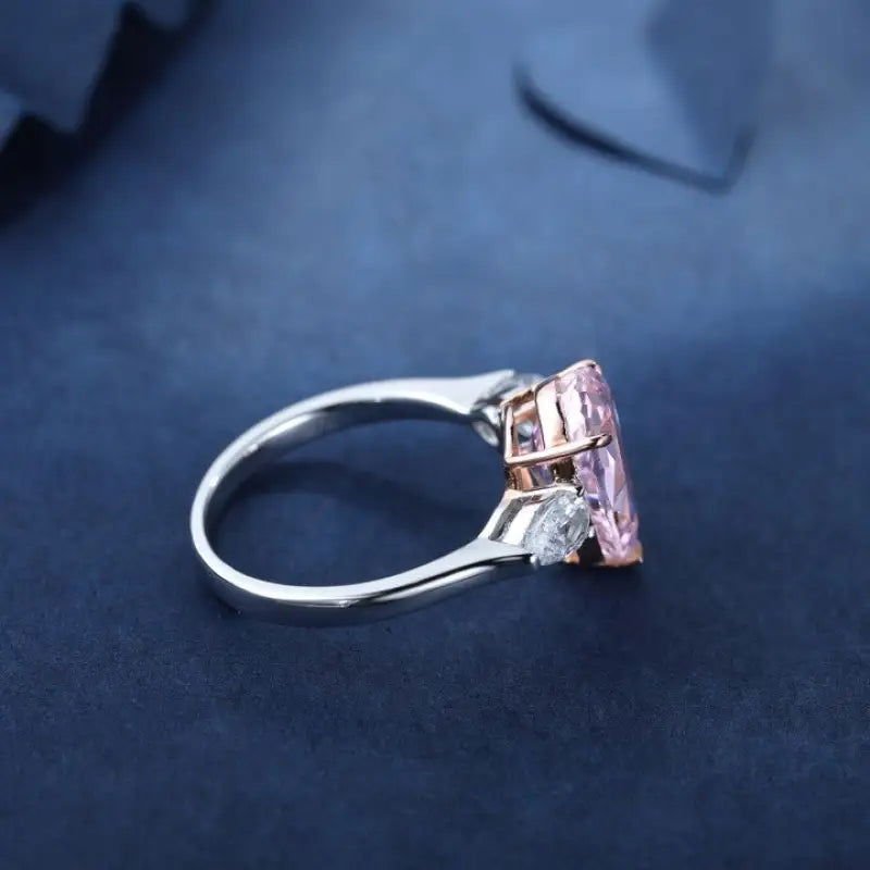 3 Ct Fancy Vivid Pink Pear Shape Lab Diamond Three-Stone Engagement Ring (Setting Price Only) - LGG Jewelry