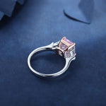 Lade Bild in die Galerieansicht, 3 Ct Fancy Vivid Pink Radiant Lab Diamond Three-Stone Engagement Ring (Setting Price Only) - LGG Jewelry