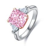 Lade Bild in die Galerieansicht, 3 Ct Fancy Vivid Pink Radiant Lab Diamond Three-Stone Engagement Ring (Setting Price Only) - LGG Jewelry