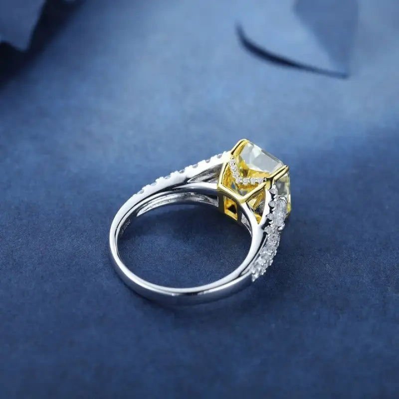 3 Ct Fancy Vivid Yellow Radiant Lab Diamond & 2 Pear Side Stones Half Pave Engagement Ring (Setting Price Only)) - LGG Jewelry