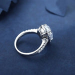 Lade Bild in die Galerieansicht, 3 Ct Pear Shape Lab Diamond Halo Half Pave Engagement Ring - LGG Jewelry