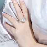Lade Bild in die Galerieansicht, 3 Ct Pear Shape Lab Diamond Halo Half Pave Engagement Ring - LGG Jewelry