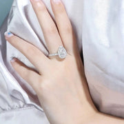 3 Ct Pear Shape Lab Diamond Halo Half Pave Engagement Ring - LGG Jewelry