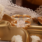 Lade Bild in die Galerieansicht, 3 CT Princess Cut Lab Diamond Four prongs Double-Band Ring - LGG Jewelry