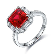 3.5 Ct Asscher Cut Lab Ruby Engagement Ring - LGG Jewelry