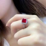 Load image into Gallery viewer, 3.5 Ct Asscher Cut Lab Ruby Engagement Ring - LGG Jewelry
