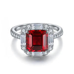 Load image into Gallery viewer, 3.5 Ct Asscher Cut Lab Ruby Engagement Ring - LGG Jewelry

